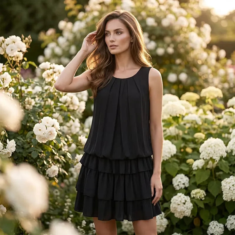 Women's Sleeveless Tiered Ruffle Mini Dress