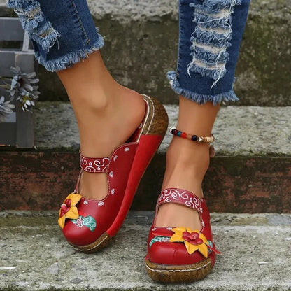 Women’s Retro Floral Comfort Slip-On Mules