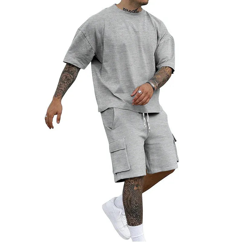 Men’s Relaxed Fit T-Shirt &amp; Cargo Shorts Set