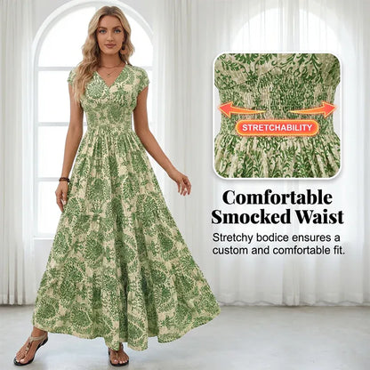 Women’s Floral Smocked Waist Maxi Dress