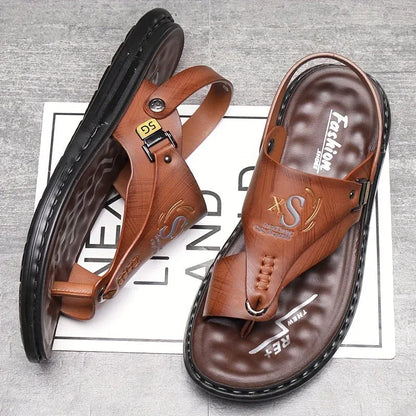 Men’s Leather-Look Comfort Thong Sandals