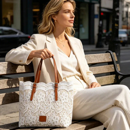 Women’s Lace-Look Floral Tote Bag