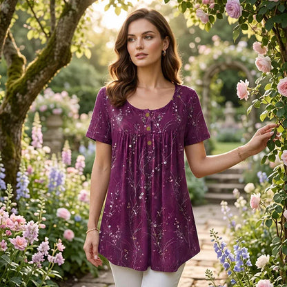 Women’s Floral Pleated Tunic Top