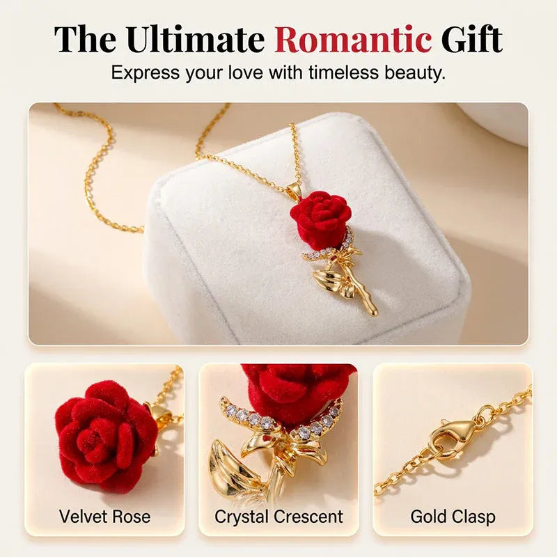 Velvet Rose Pendant Necklace