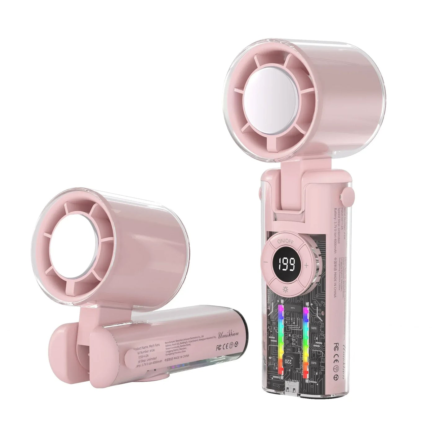Portable Bladeless Handheld Fan with Digital Display