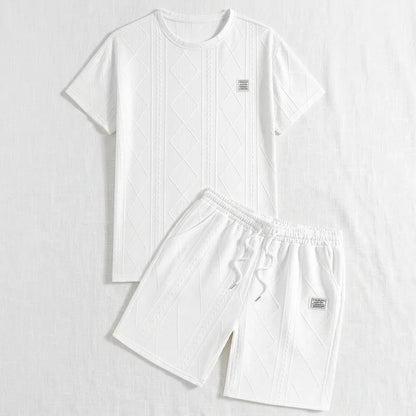 Men’s Textured Short-Sleeve Shirt and Shorts Set