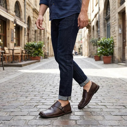 Men’s Leather-Look Buckle Loafers