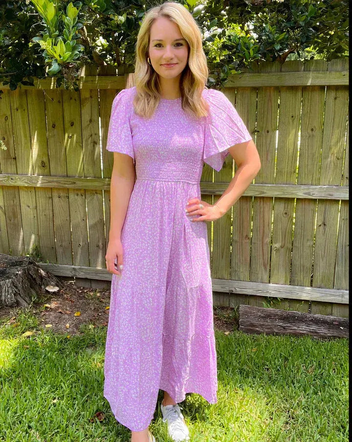 Women’s Floral Smocked High-Waist Maxi Dress