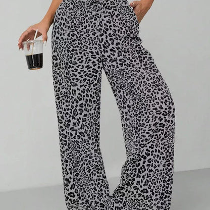 Women’s Leopard Print Wide-Leg Pants