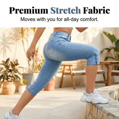 Women's High-Waisted Slim Fit Capri Jeans