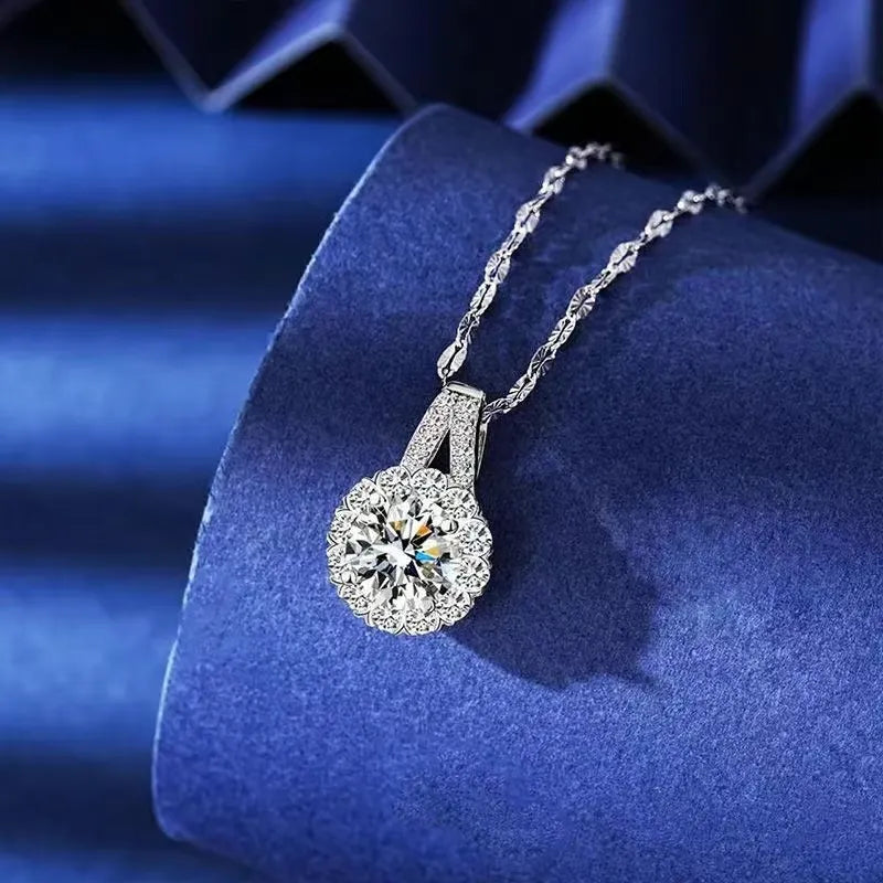 Women's Sunflower Halo Pendant Necklace