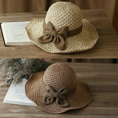 Women’s Straw Sun Hat with Bow Lightweight Breathable Summer Hat