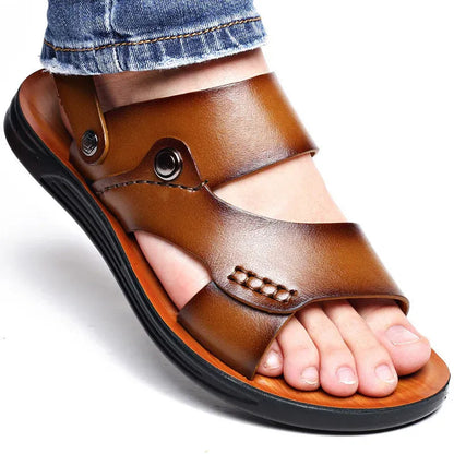 Men’s Adjustable Leather-Look Slingback Sandals