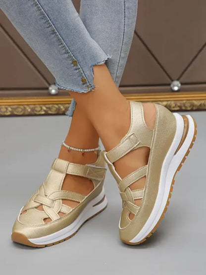 Women’s Cutout Hook-and-Loop Wedge Sneakers