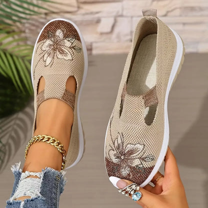 Women's Floral Knit Slip-On Walking Shoes