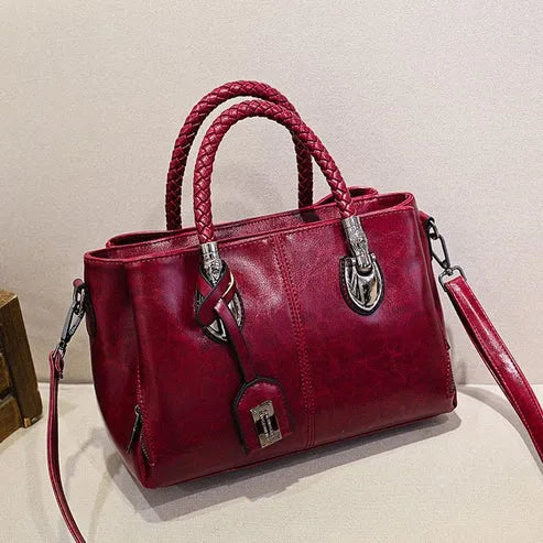 Women’s Large Capacity Leather-Look Satchel Bag