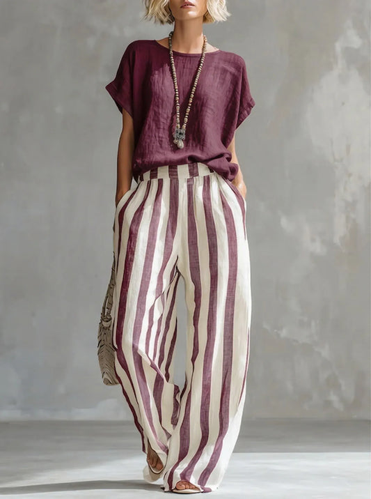 Striped Loose-Fit Two-Piece Lounge Set