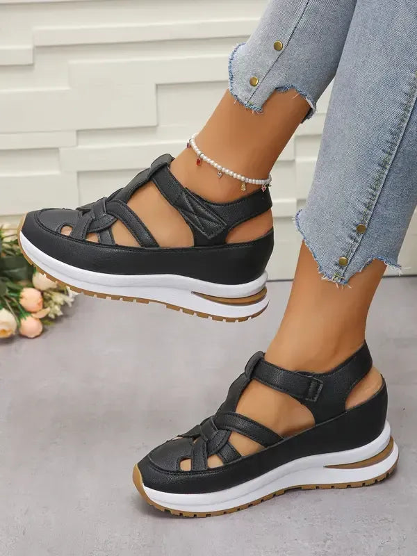 Women’s Cutout Hook-and-Loop Wedge Sneakers