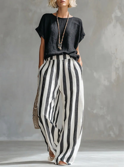 Striped Loose-Fit Two-Piece Lounge Set