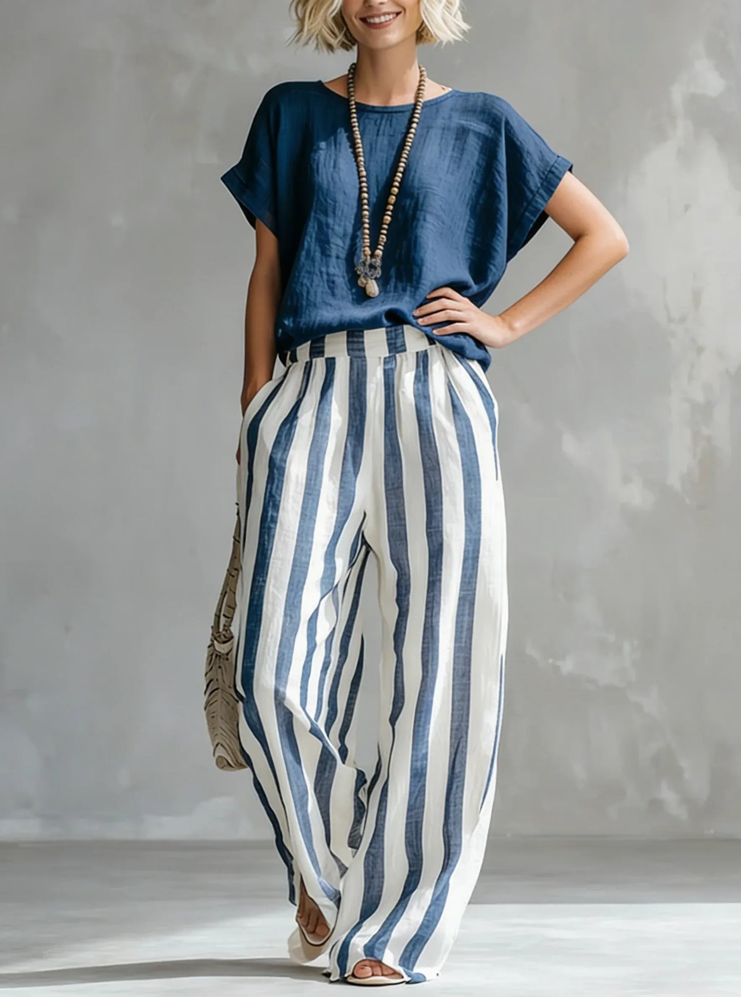 Striped Loose-Fit Two-Piece Lounge Set