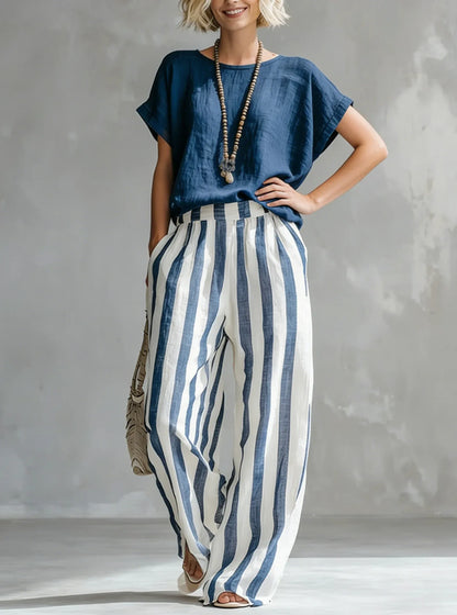 Striped Loose-Fit Two-Piece Lounge Set
