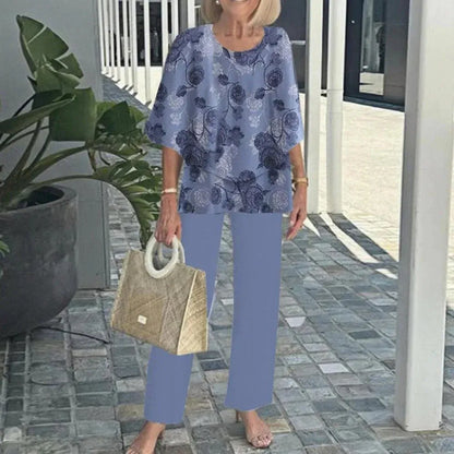 Women’s Relaxed Top and Printed Pants Set