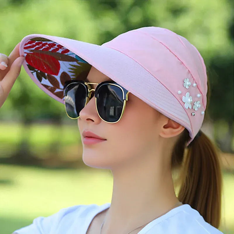 Women’s Foldable Wide Brim Ponytail Sun Hat