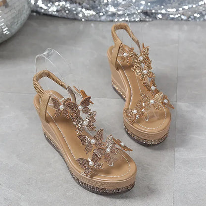 Women’s Butterfly Embellished Wedge Sandals