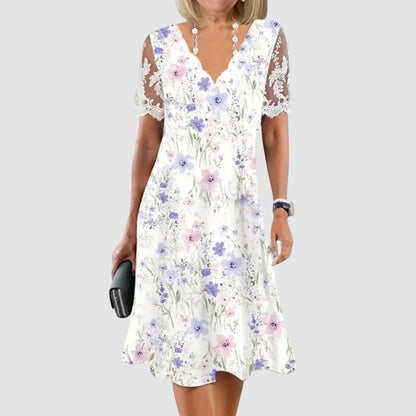 Women’s Floral Lace Sleeve V-Neck Dress