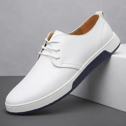 Men’s Casual Leather-Look Lace-Up Sneakers