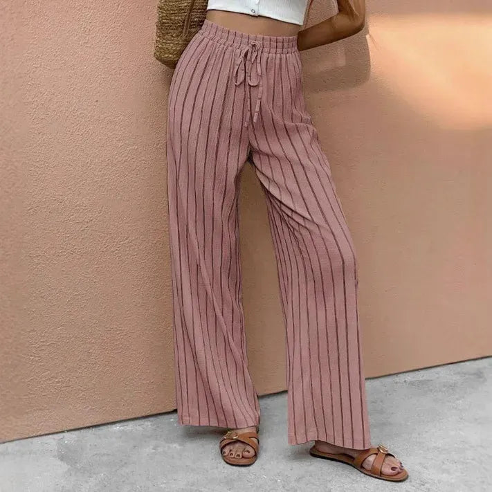 Women’s Striped Wide-Leg Drawstring Pants