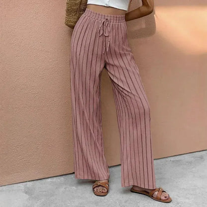 Women’s Striped Wide-Leg Drawstring Pants