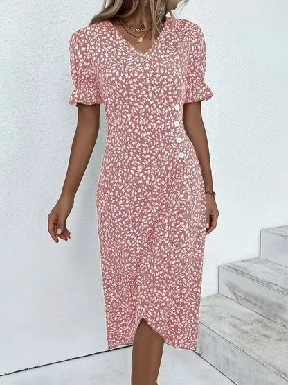 Women's Floral V-Neck Wrap Dress
