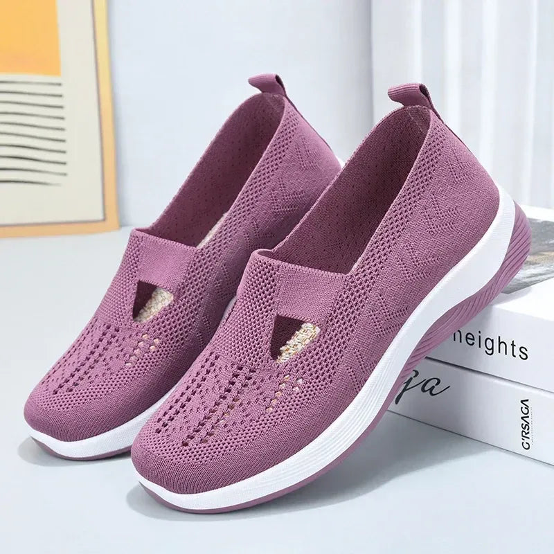Women’s Breathable Knit Slip-On Walking Shoes