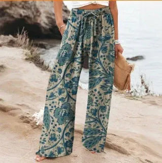 Women’s Floral High-Waisted Wide-Leg Pants