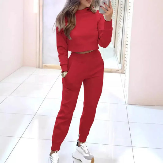 Women’s Slim Fit Cropped Sweatshirt and Jogger Set