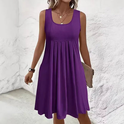 Women's Sleeveless Pleated Swing Dress
