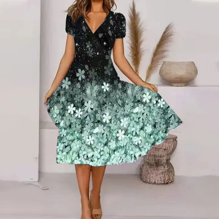 Women’s Floral V-Neck Midi Dress