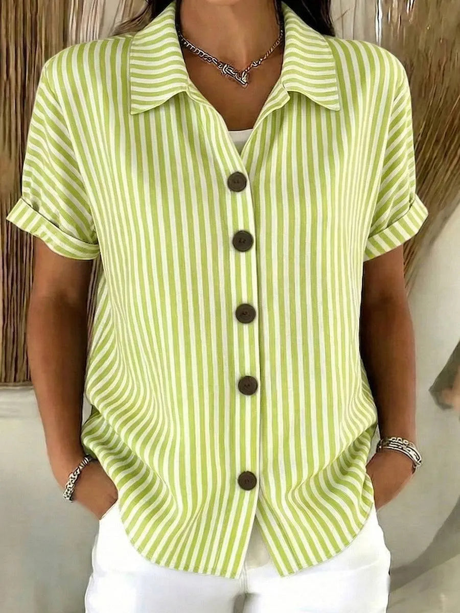 Women’s Striped Cotton-Linen Button-Up Shirt