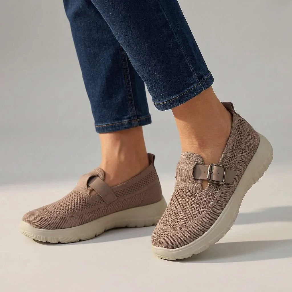 Women’s Breathable Buckle Slip-On Sneakers