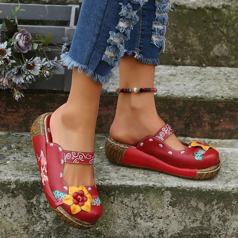 Women’s Retro Floral Comfort Slip-On Mules