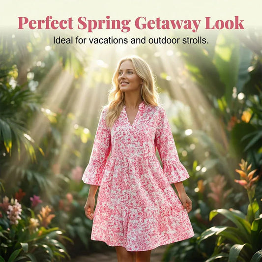 Women’s Floral V-Neck Flowy Mini Dress