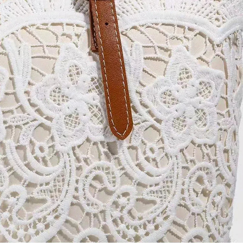 Women’s Lace-Look Floral Tote Bag