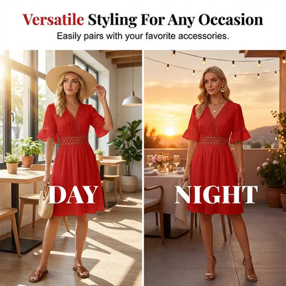 Women’s Lace Cutout V-Neck Mini Dress
