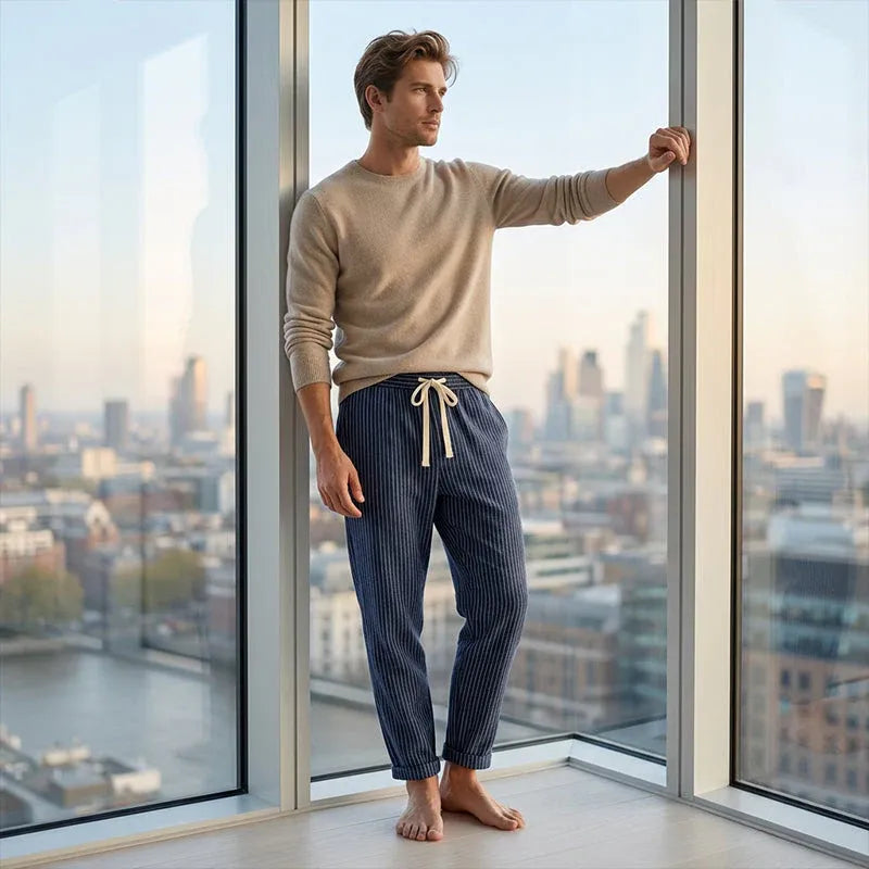 Men’s Striped Drawstring Casual Pants