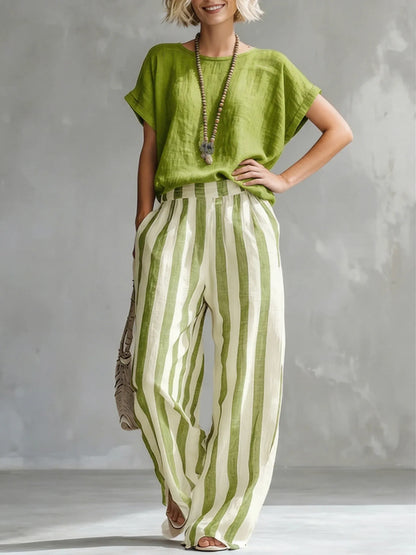 Striped Loose-Fit Two-Piece Lounge Set