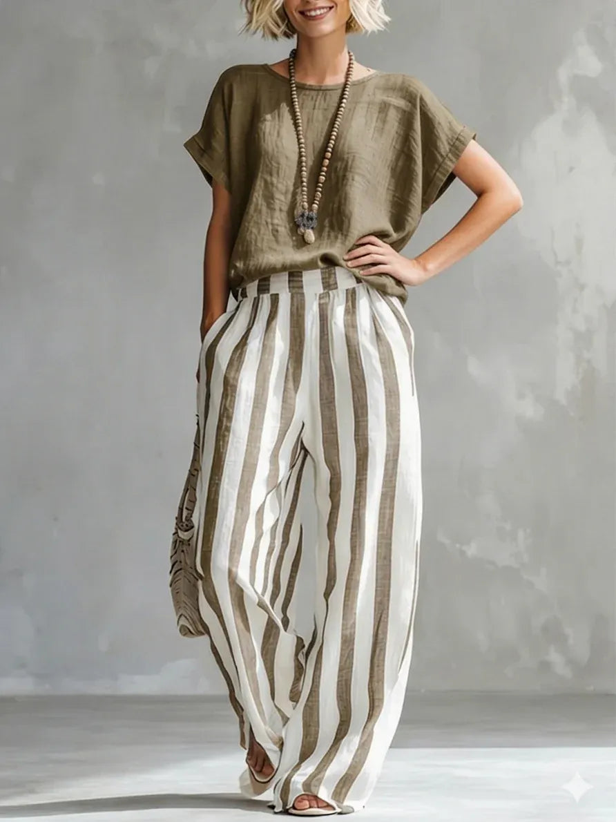 Striped Loose-Fit Two-Piece Lounge Set
