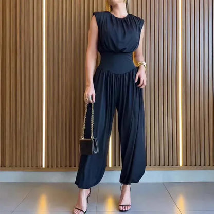 High Waist Sleeveless Harem Jumpsuit