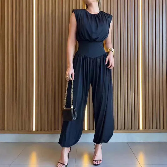 High Waist Sleeveless Harem Jumpsuit