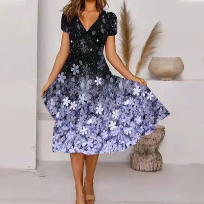 Women’s Floral V-Neck Midi Dress